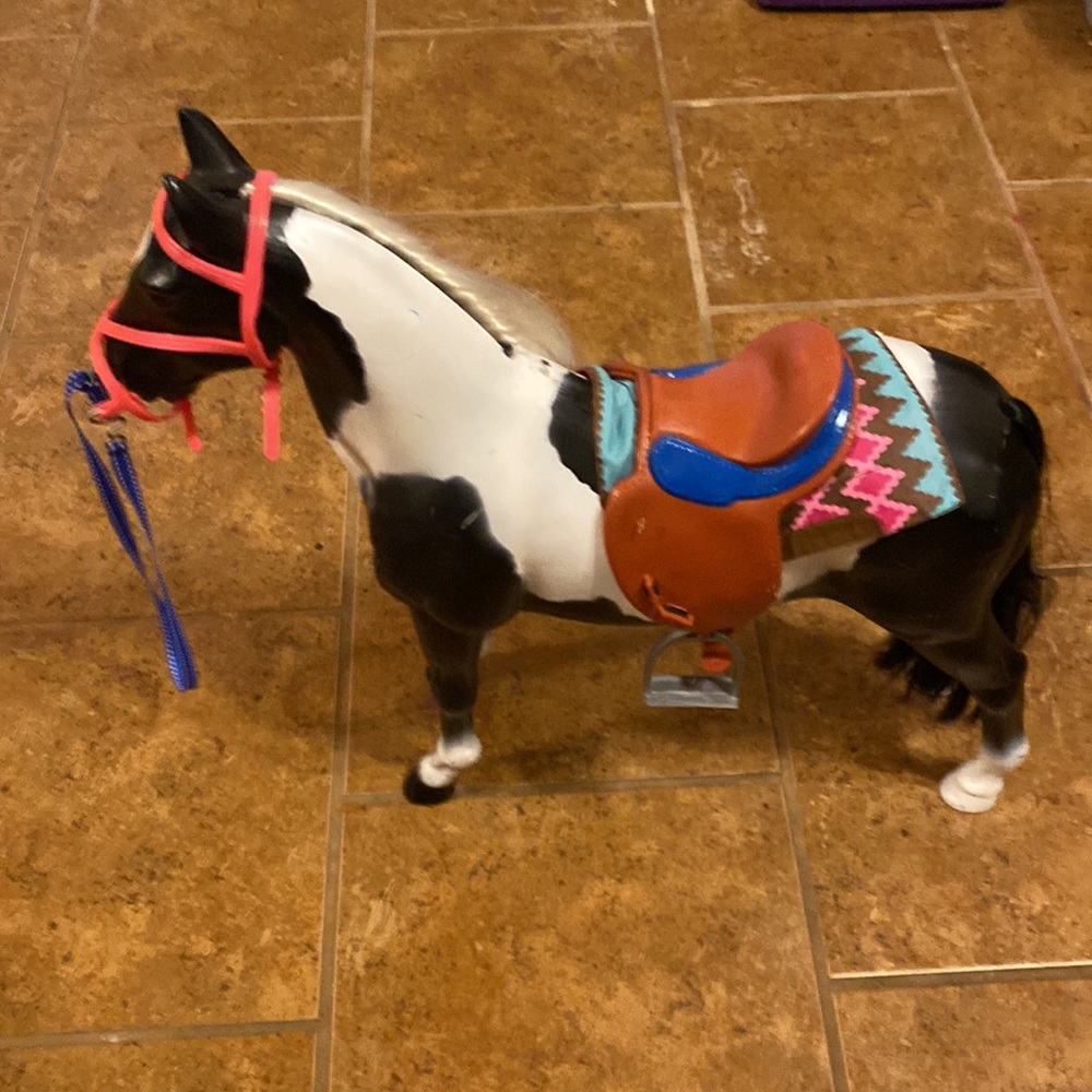 2 large toy Horses & accessories great Christmas gift
